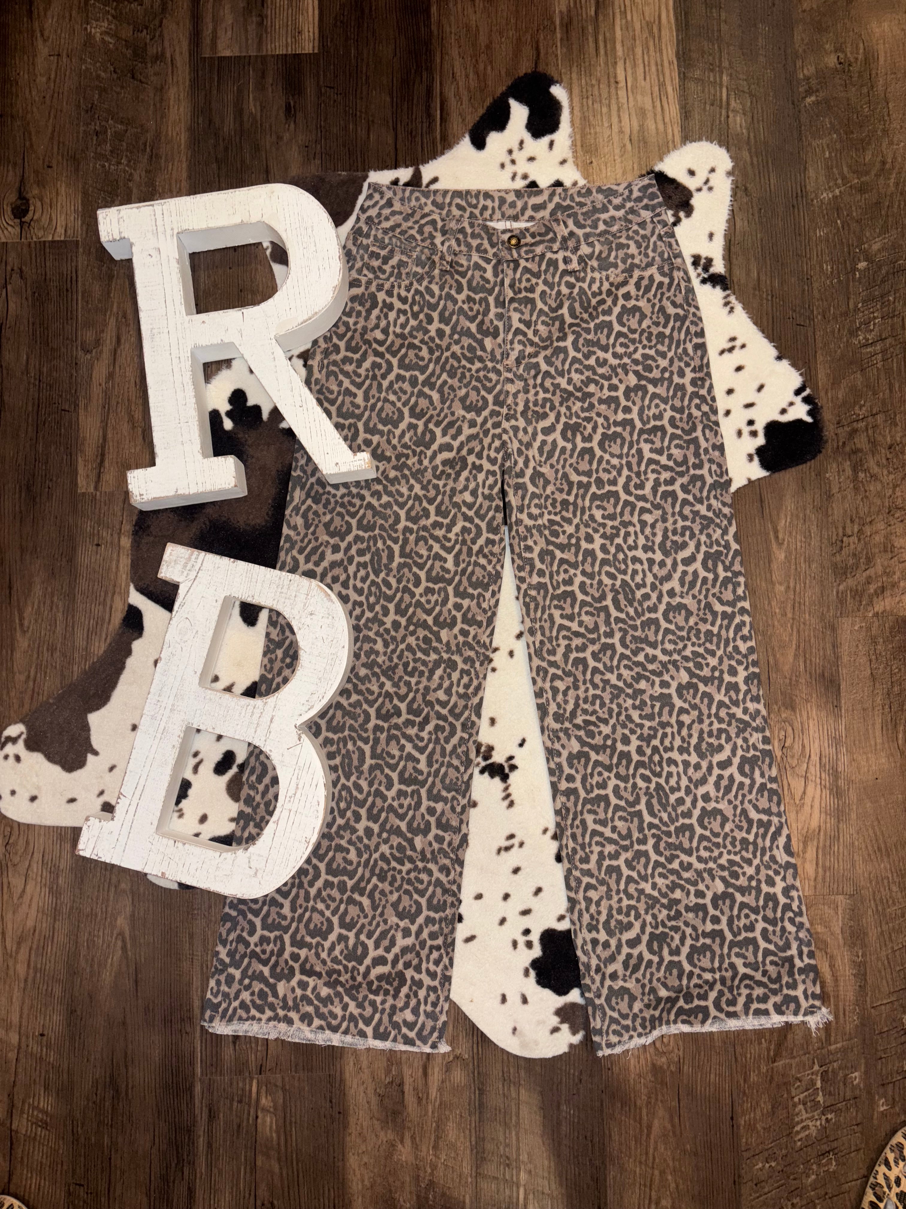 Leopard Wide Leg Jeans