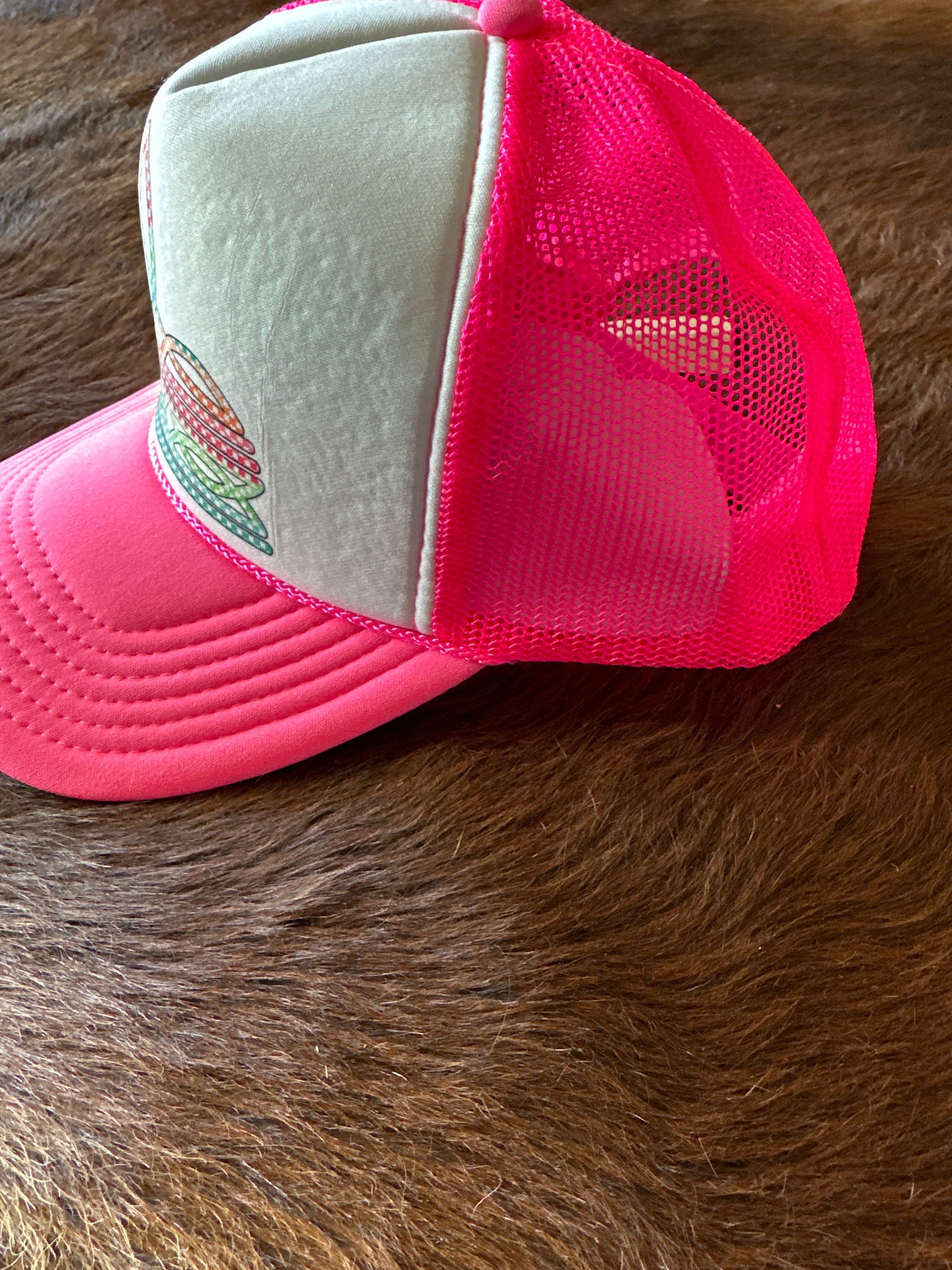 Pink Boot Stitch Trucker Hat