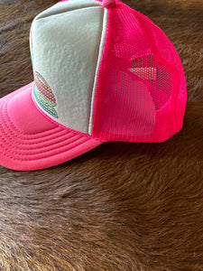 Pink Boot Stitch Trucker Hat