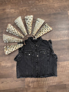 Ruffle Sleeve Denim Vest