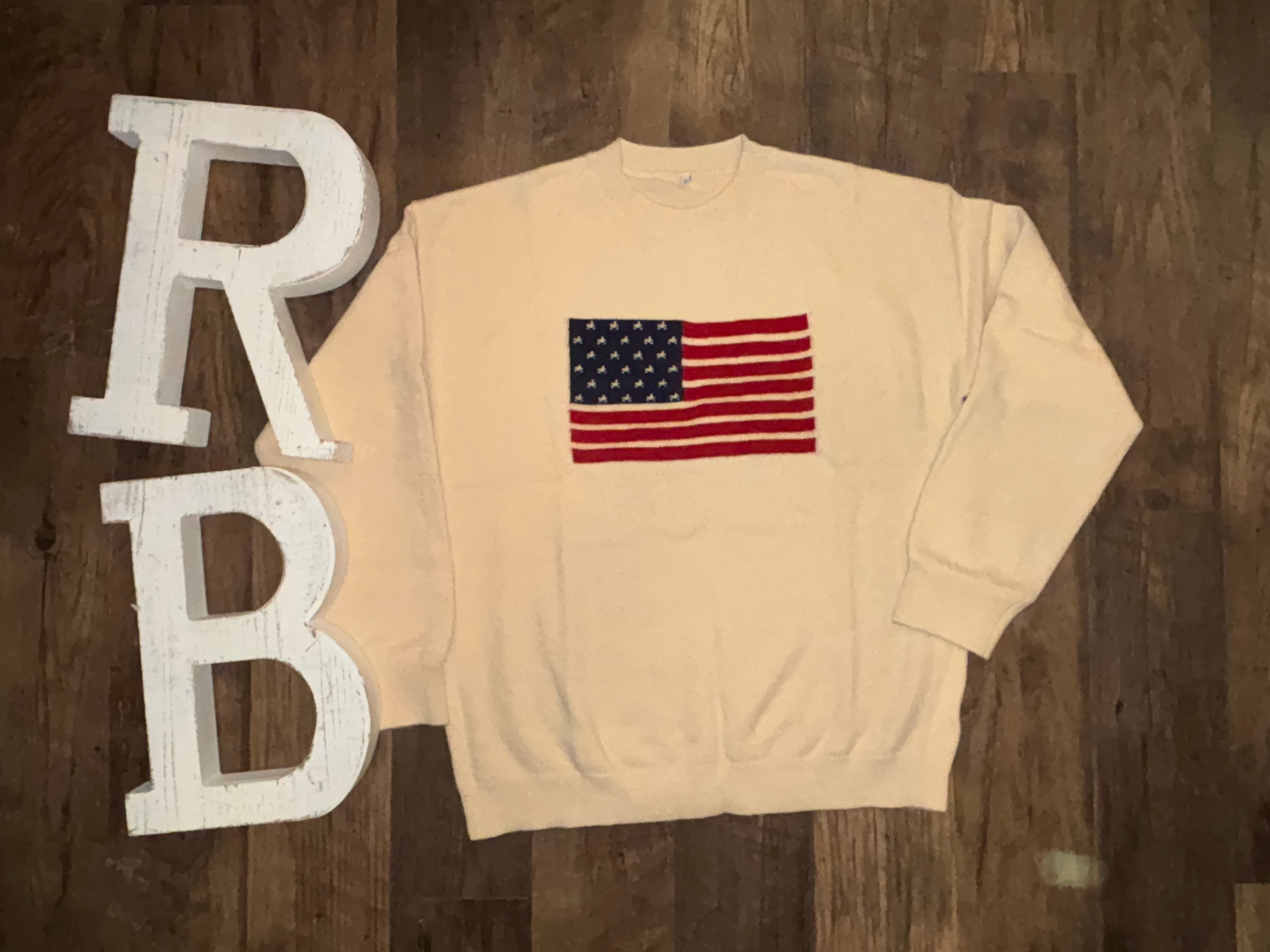 Knit American Flag Oversized Sweater