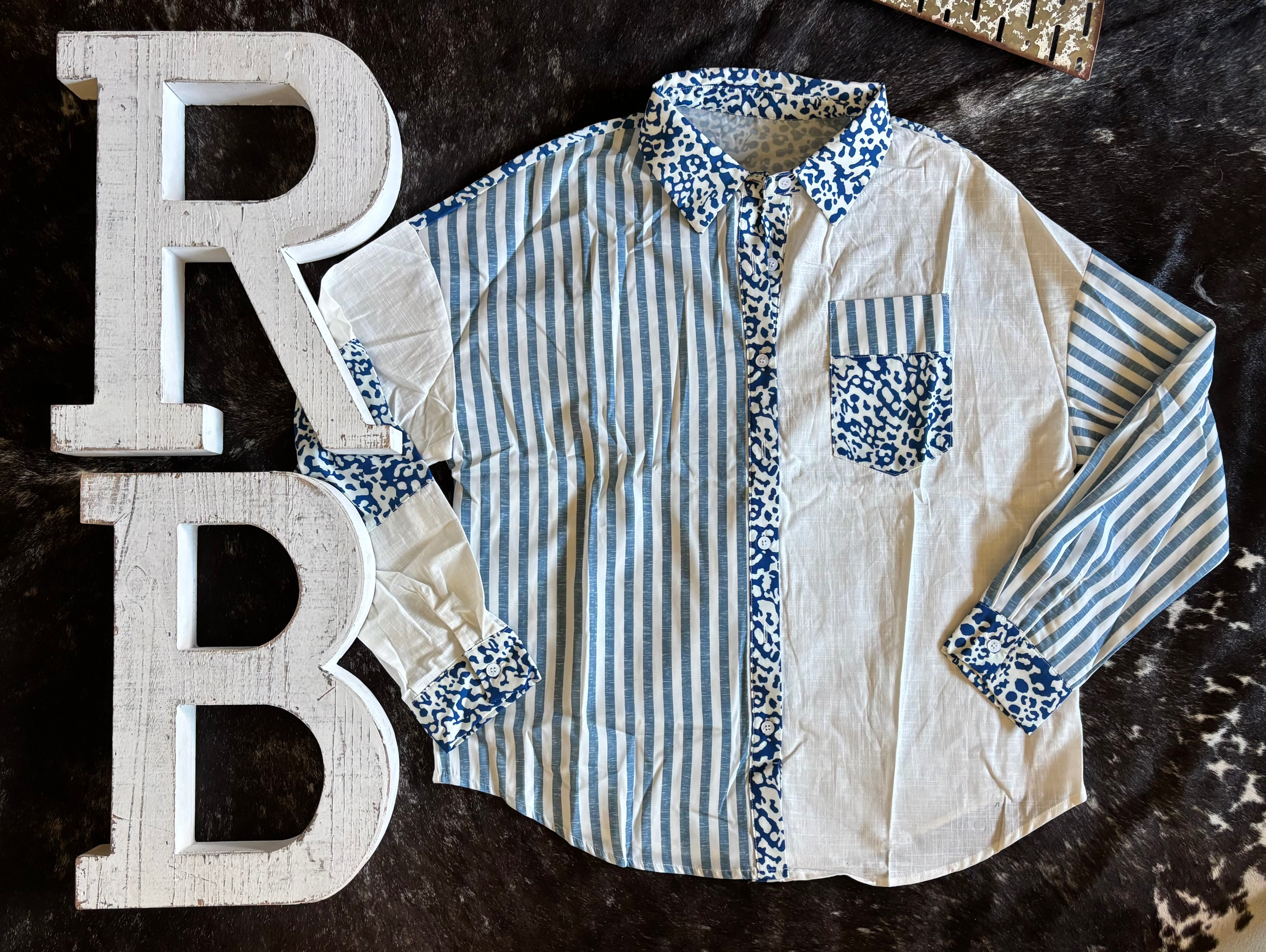 Blue Leopard Western Shirt