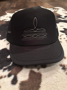 Black Boot Stitch Ball Cap