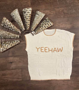 Yeehaw Stitched Short Sleeve Sweater