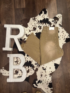 Distressed Crop Pants in Camel