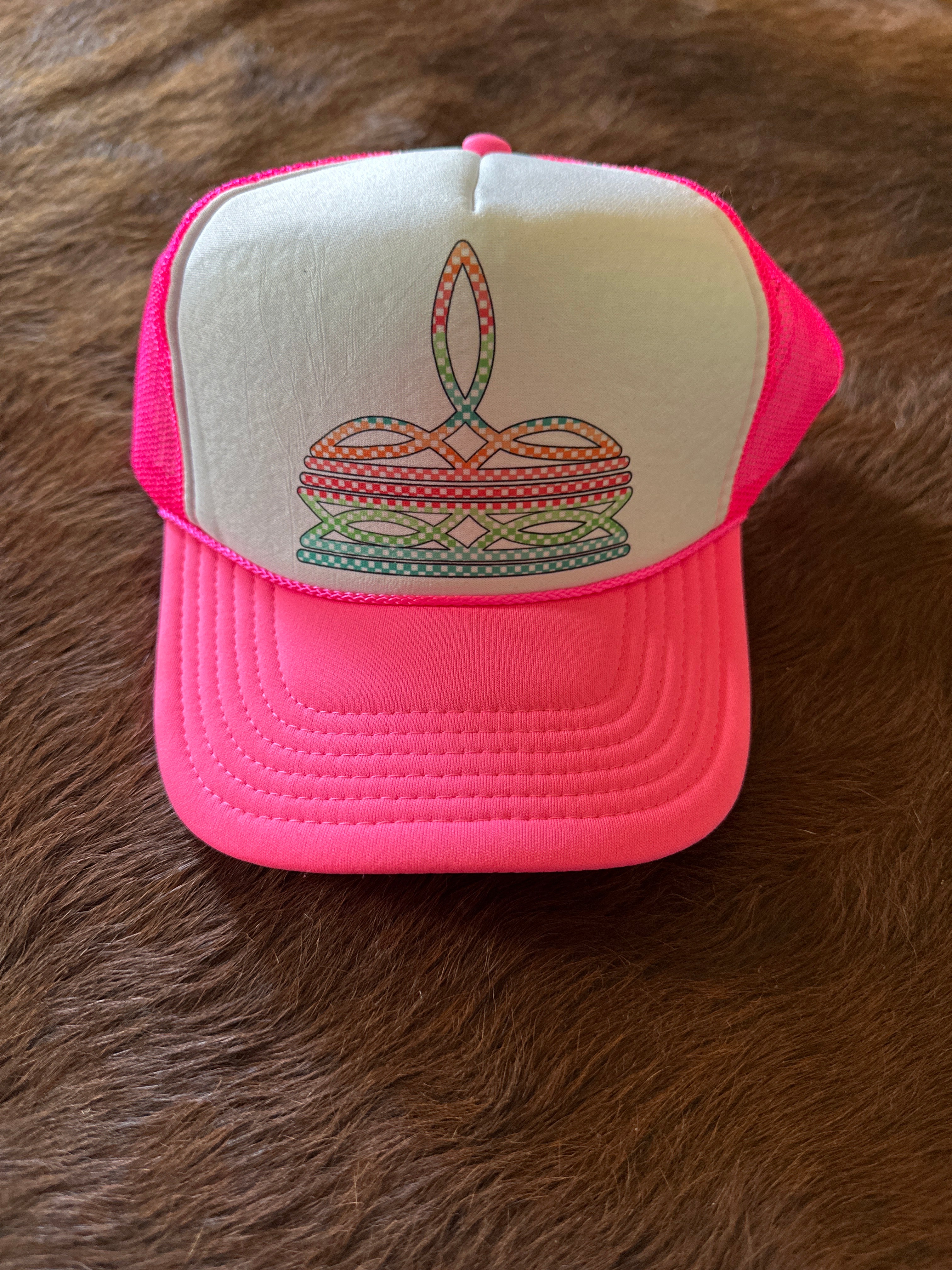 Pink Boot Stitch Trucker Hat