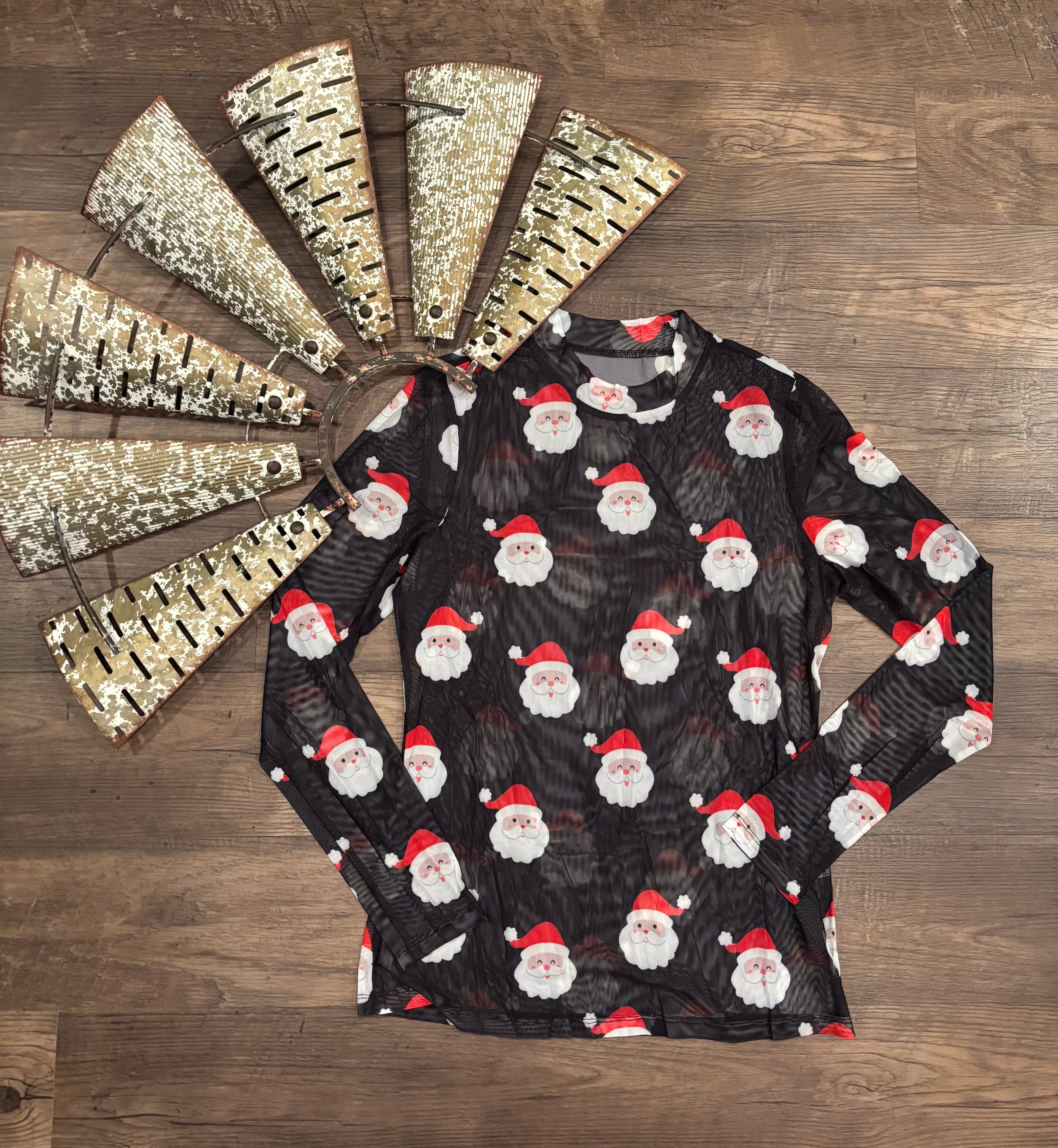 Black Santa Mesh Top