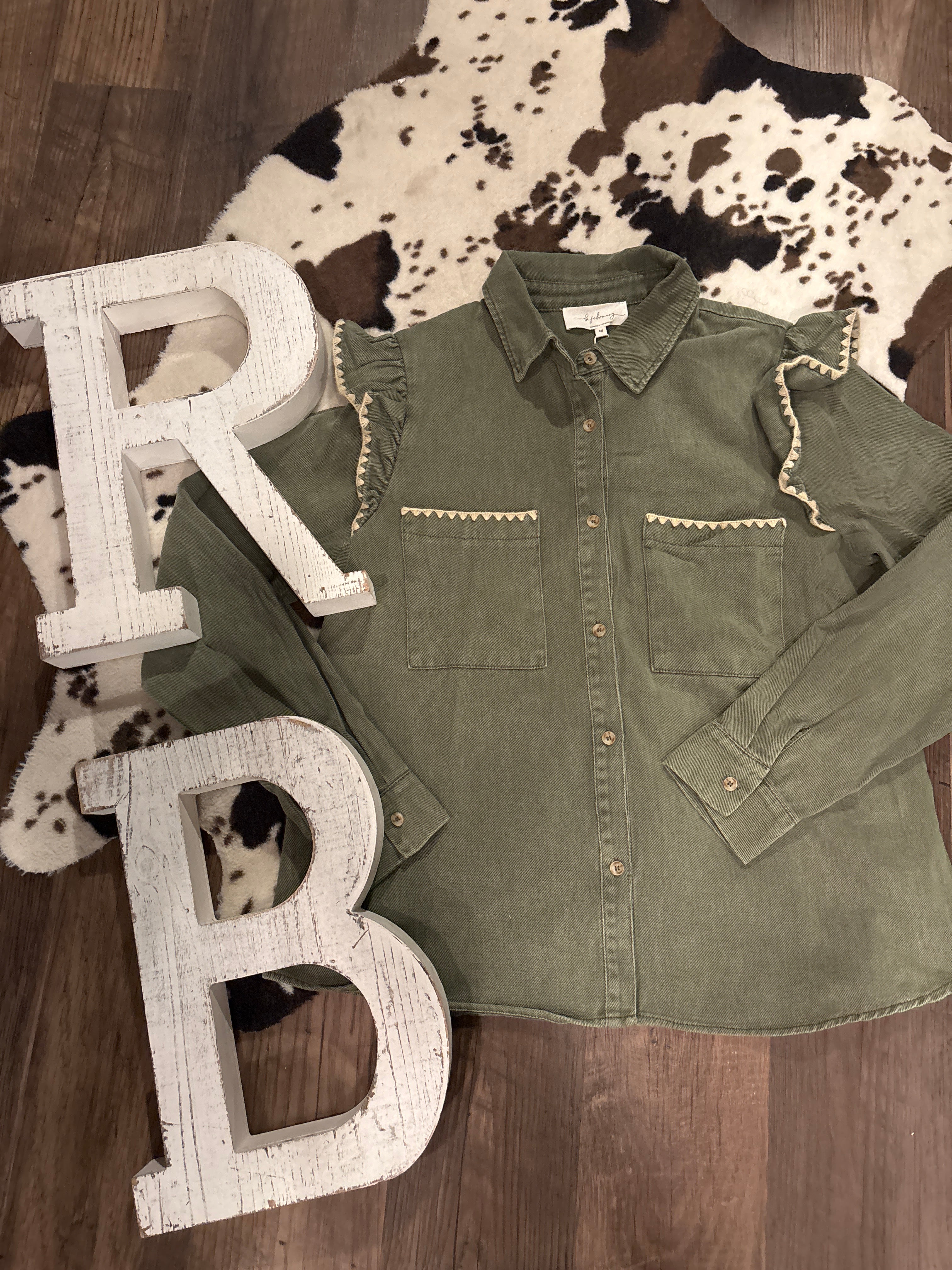 Ruffle Sleeve Western Shirt