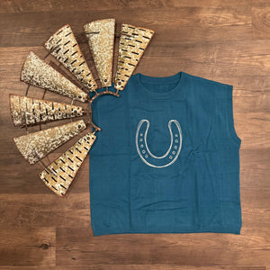 Horseshoe Embroidered Short Sleeve Sweater
