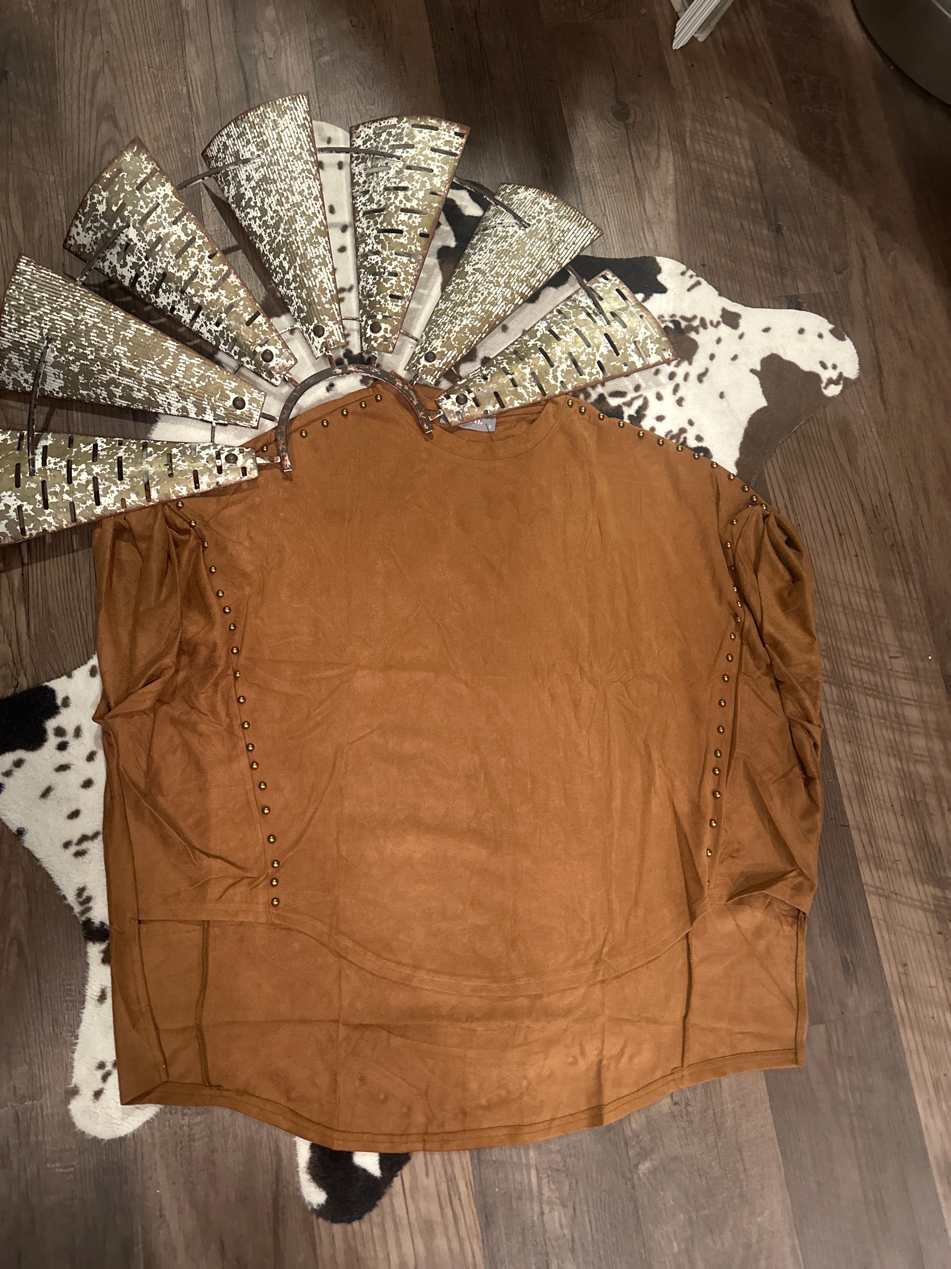 Studded High Low Oversized Velvet Tee