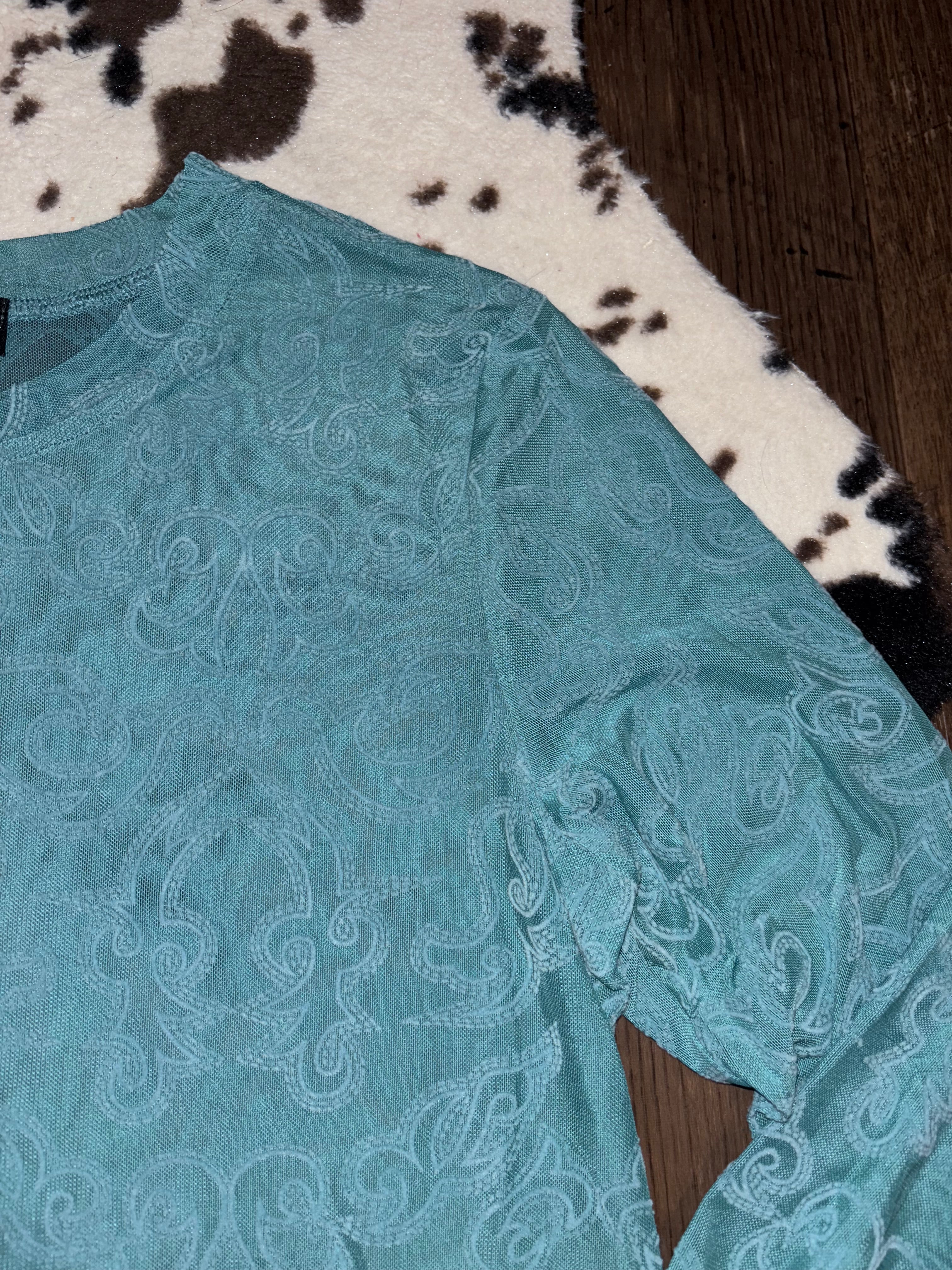 Teal Bootstitch Mesh Top