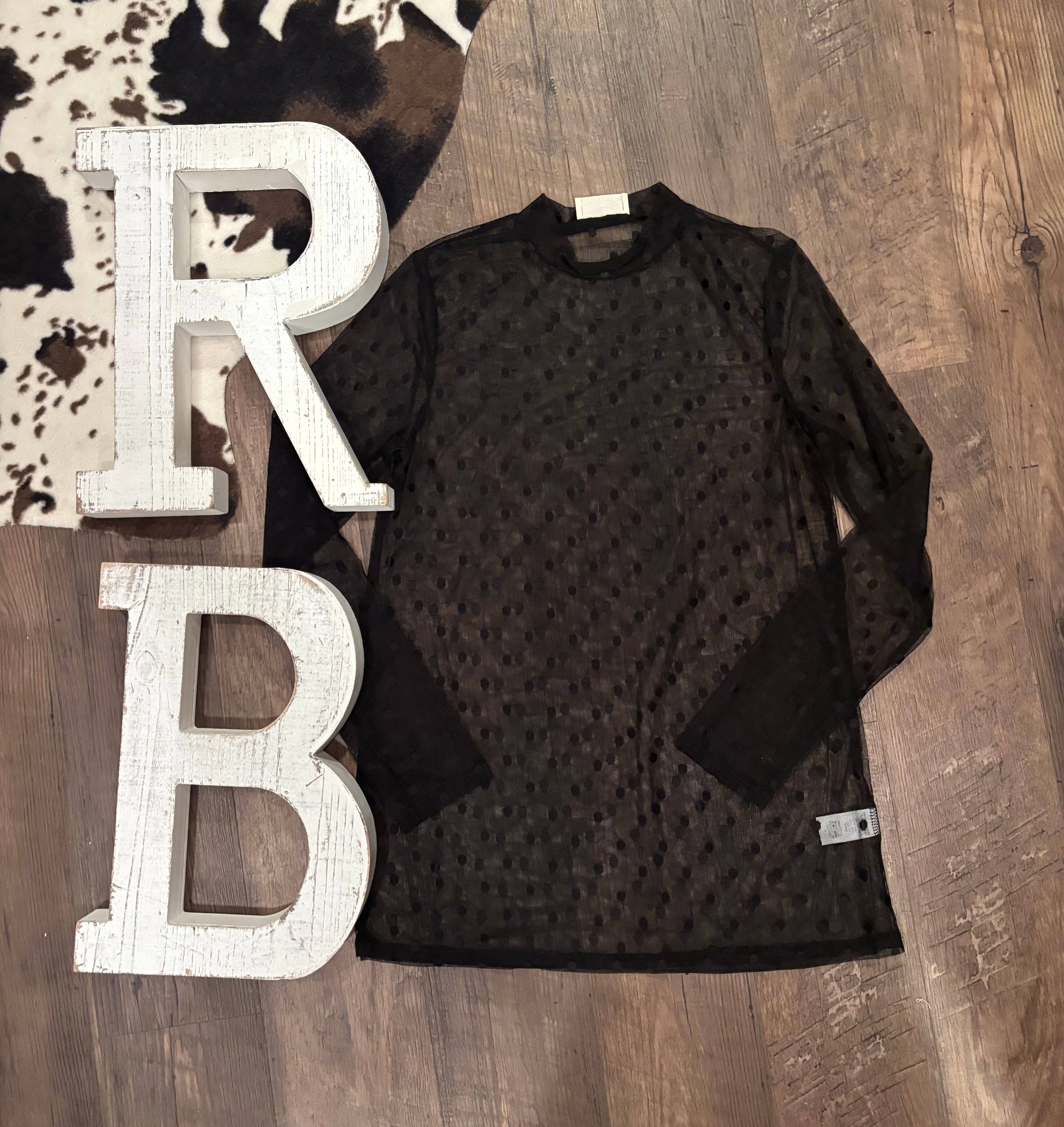 Black Dot Mesh Top