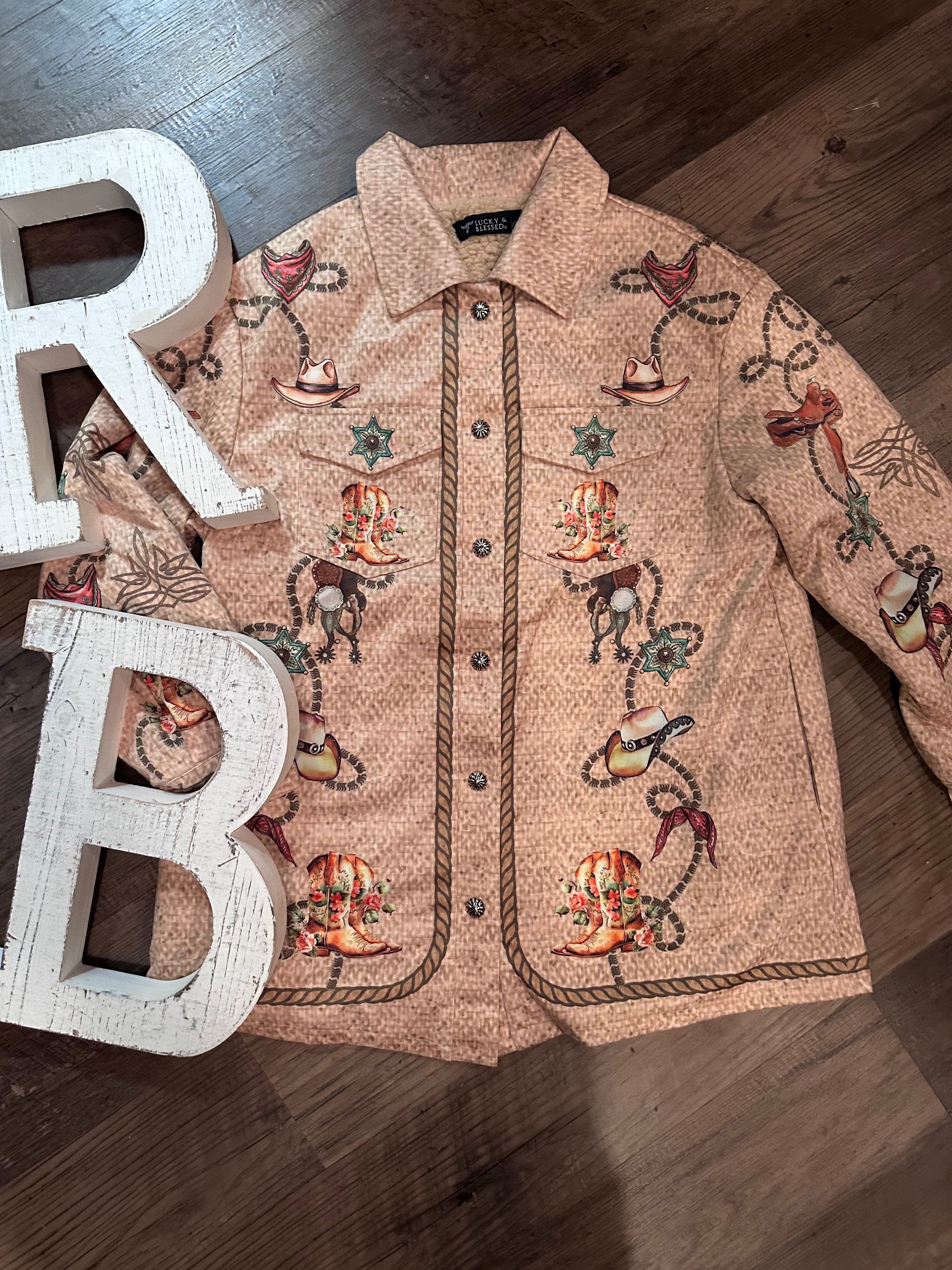 Western Rope Coat with Sherpa