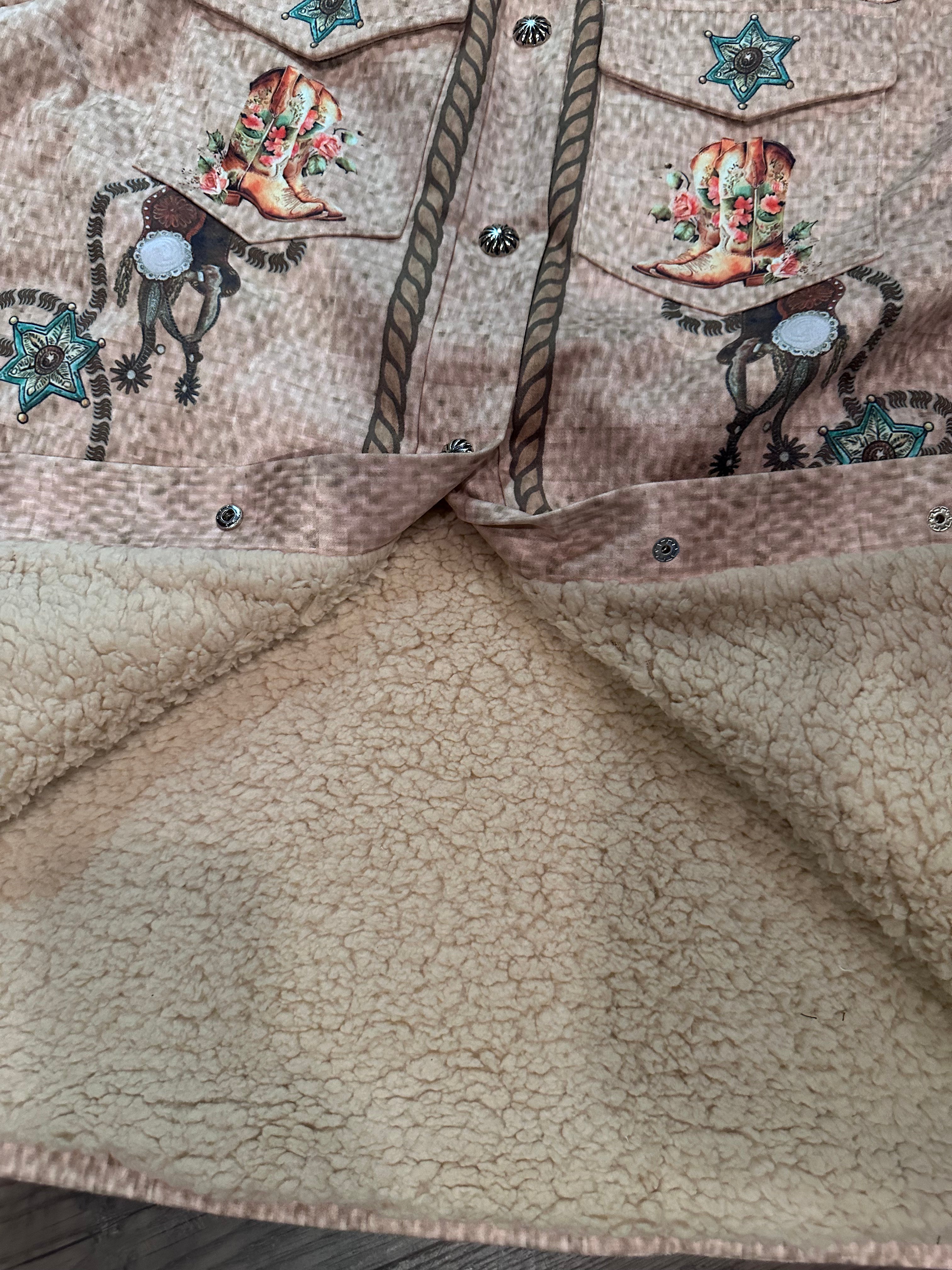 Western Rope Coat with Sherpa