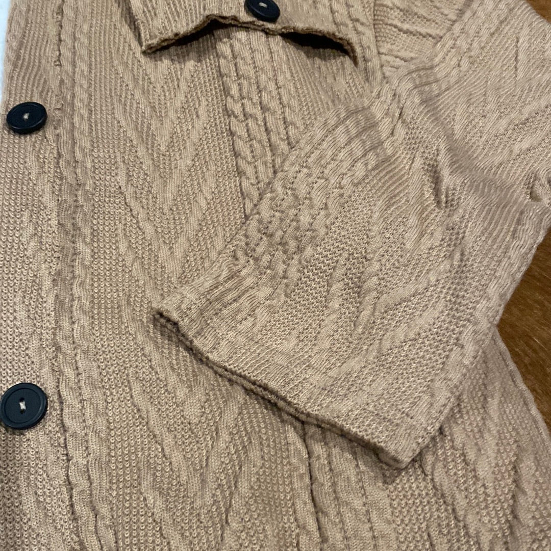 Khaki Oversize Textured Knit Shacket